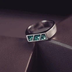 Memorial Ashes Mens Ring -Pure Gem Jewels Ashes Mens Ring Green