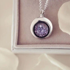 Floating Crystal Round Ashes Urn Necklace