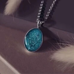 Horse Hair Oval Pendant Necklace