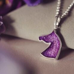 Horse Silhouette Necklace Made With Horse Hair