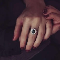 Memorial Ashes Oval Sparkle Ring