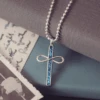 Mens Cremation Ashes Infinity Cross Necklace -Pure Gem Jewels Mens Infinity Cross Necklace Blue