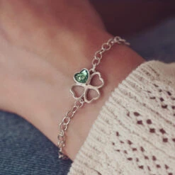 Cremation Ashes Clover Heart Bracelet