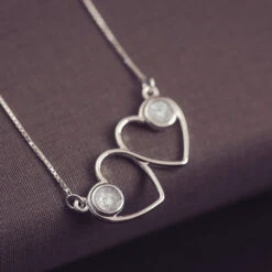 Cremation Ashes Double Infinity Heart Necklace -Pure Gem Jewels cremation ashes double infinity heart necklace white 1 1