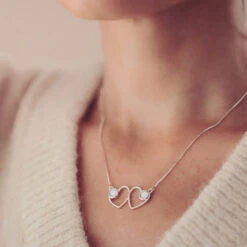 Cremation Ashes Double Infinity Heart Necklace