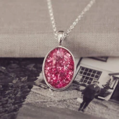 Memorial Ashes Oval Pendant Necklace -Pure Gem Jewels cremation ashes oval pendant necklace 1