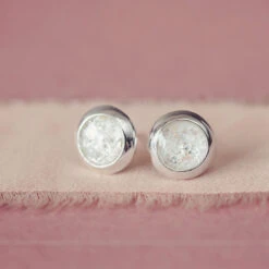 Cremation Ashes Round Earring Studs