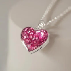 Cremation Ashes Small Heart Necklace -Pure Gem Jewels cremation ashes small heart necklace pink 1