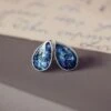 Cremation Ashes Teardrop Earrings 1 Cremation Ashes Teardrop Earrings -Pure Gem Jewels cremation ashes teardrop earrings blue