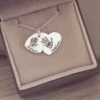 Handprint Or Footprint Descending Heart Necklace, Two Prints And Two Names 2 Handprint Or Footprint Descending Heart Necklace, Two Prints And Two Names -Pure Gem Jewels descending heart necklace two prints