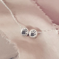 Family Necklace, Two Handprint Or Footprint Charms