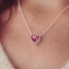 Cremation Ashes Floating Heart Necklace -Pure Gem Jewels floating heart cremation ashes necklace red 1