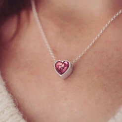 Cremation Ashes Floating Heart Necklace
