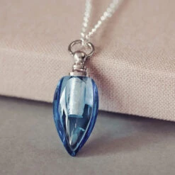Glass Ashes Blue Waterdrop Necklace -Pure Gem Jewels glass ashes blue waterdrop necklace 3 1