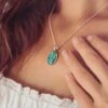 Memorial Ashes Oval Pendant Necklace -Pure Gem Jewels green ashes oval