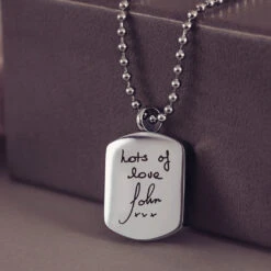 Handwriting Dog Tag Ashes Urn Necklace