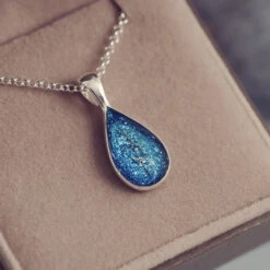 Horse Hair Teardrop Necklace -Pure Gem Jewels horse hair teardrop necklace cobalt blue