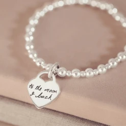 Lock Heart Handwriting Bead Bracelet