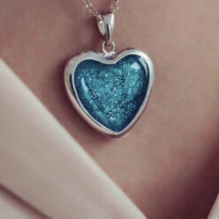 Memorial Hair Large Heart Necklace -Pure Gem Jewels memorial hair large heart necklace 1 1