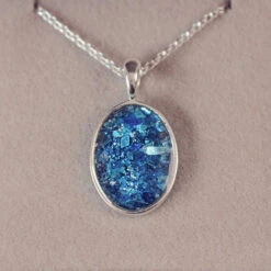Memorial Ashes Oval Pendant Necklace -Pure Gem Jewels memorial oval ashes necklace 1