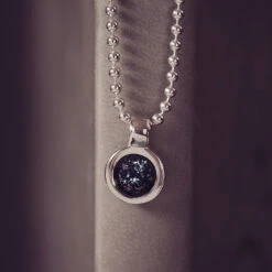 Mens Cremation Ashes Small Round Necklace